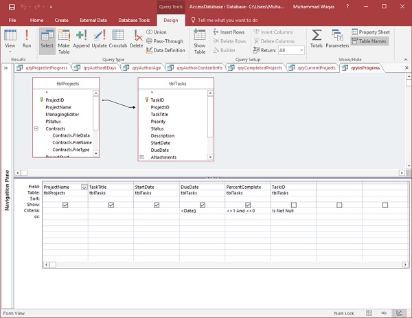 MS Access SQL视图