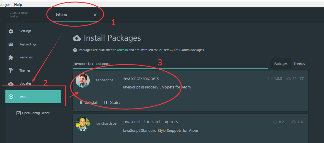 Atom JS 代码片段补全