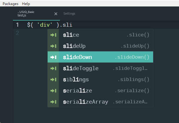 Atom JQ 代码片段补全