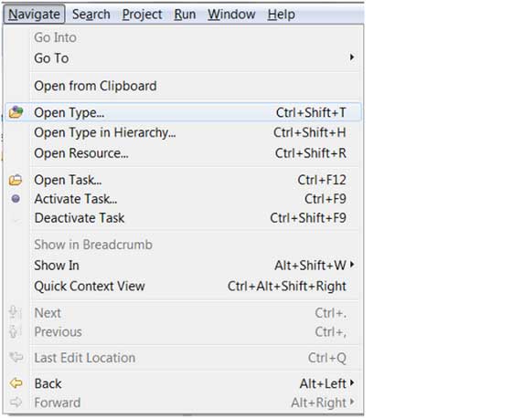 Eclipse 浏览(Navigate)菜单