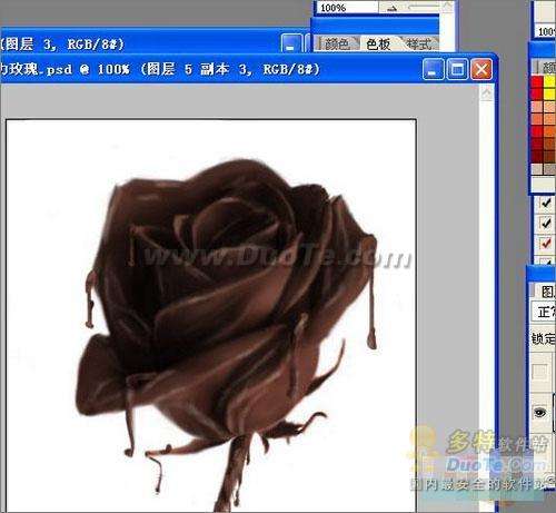Photoshop教程：涂抹工具制作诱人巧克力玫瑰