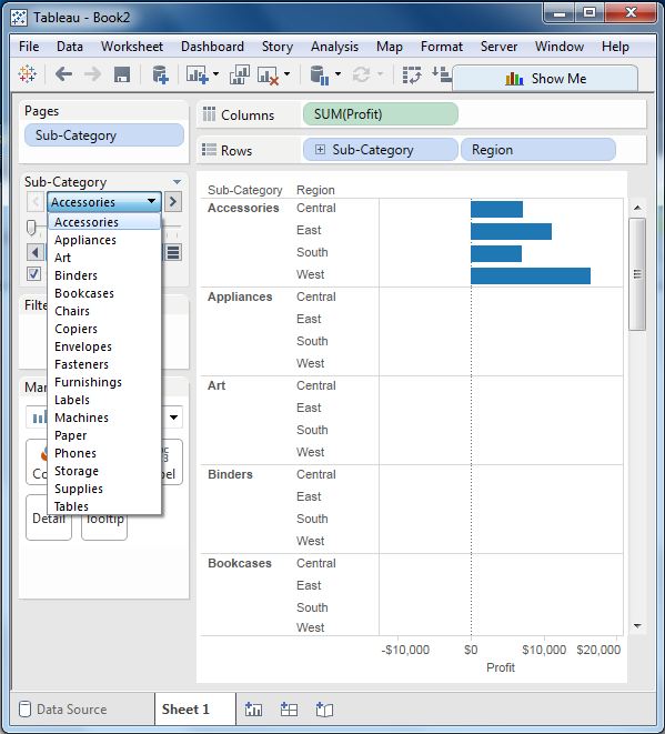 Tableau 分页工作簿