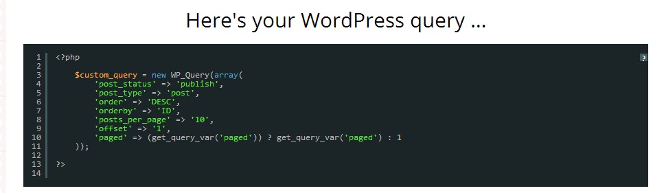 wordpress WP_Query在线快速生成器